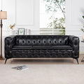 84.06 Upholstered Chesterfield Couch Modern 3 Seater Sofa with Tufted Back and Square Arms Wood Leg Nailhead Sofa for Living Room/Office/Apartment/Small Space Black