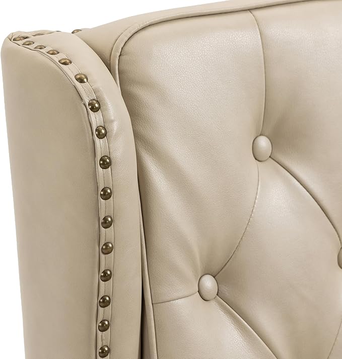 Modern Living Room Armchair Mid Century Accent Chair with Rolled Arms and Tufted BackUpholstered PU Leather Sofa Leisure Chair for Living Room/Bedroom/Office/Club