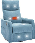 PELUMY 360 Swivel Rocking Recliner Chair for Adults Nursery Rocking Chair with Heat and Massage Glider Reclining Chair for Small Space Living Room Bedroom (Blue)