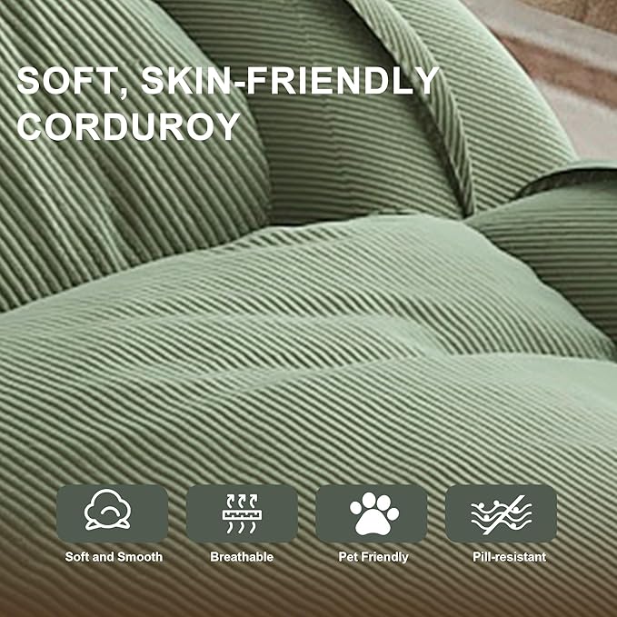 Modern Folding Lazy Sofa Bed Human Dog Bed for Adults with Soft Pillows Upholstered Floor Lounge Chair with5 Adjustable Position for Living Room Bedroom