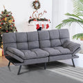 Vyfipt Futon Bed/CouchGrey Polyester Memory Foam Small Splitback Easy-Convert Backrests&ampArmrestsStain-Resistant Fabric Sofas 71x33x31.5