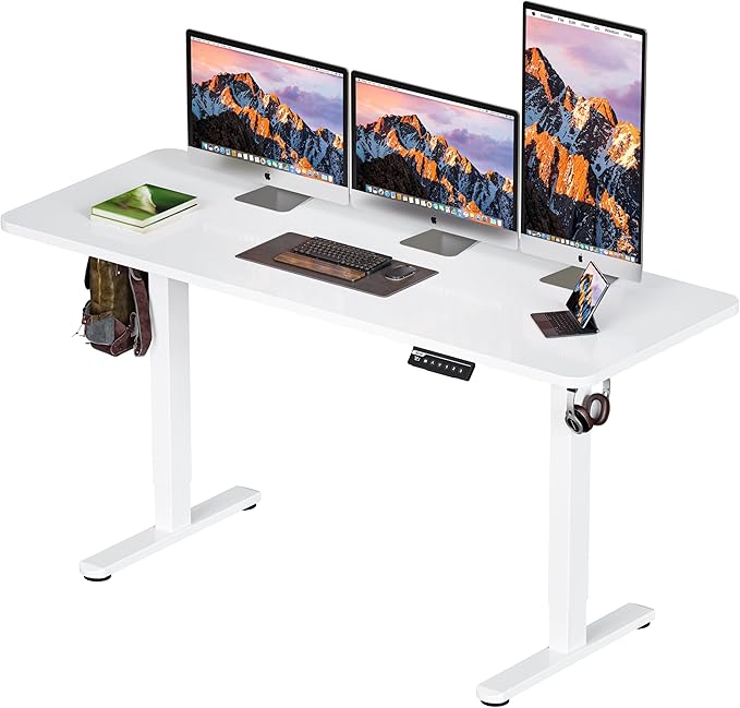 BIZUM Electric Standing Desk 63 x 24 Inch Computer Desk-Gaming Desk White Home Office Desks Height Adjustable Memory Stand Up Computer Workstation