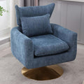 Swivel Accent Chairs for Living Room Mid Century Modern Accent Chair with Arms Comfy Side Chairs for Living Room with Gold Base &amp Lumbar Pillow Upholstered Armchair with Wingback (Blue)
