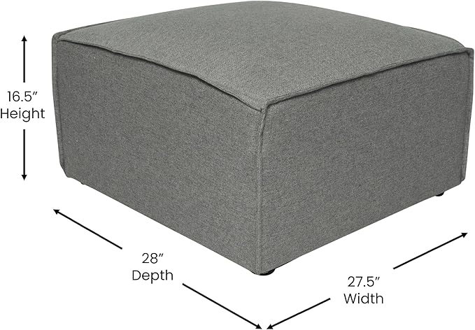 Flash Furniture Bridgetown Fabric Ottoman Module for Sectional Sofa Customizable Modular Couch Ottoman Dark Gray