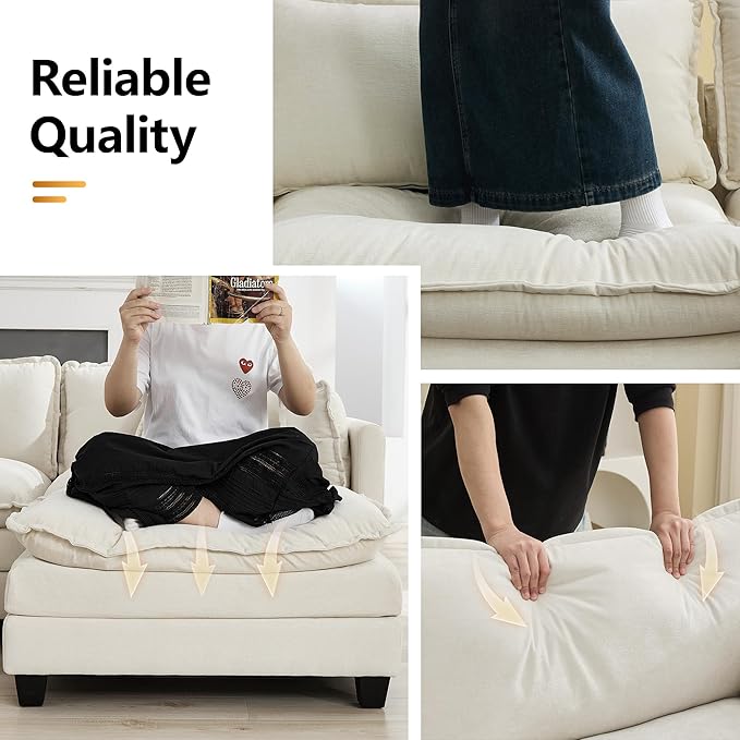 41'' Modern Chenille Oversized Chair Upholstered Accent Living Room Chair with Extra Thicked Deep Seat Single Lounge Chair for Bedroom Small Apartment Beige