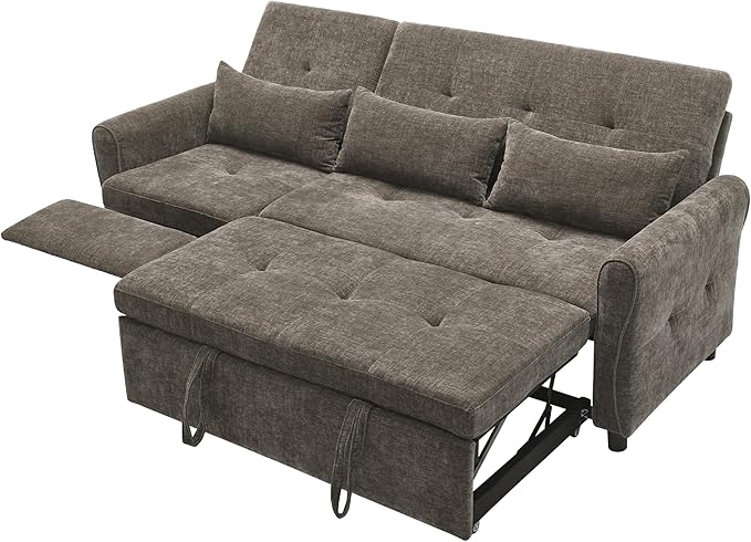 Merax 2-in-1 Convertible Sofa Bed &amp Recliner Sofa 82 3-Seater Sofa Pull-Out Sleeper Sofa 3 Level Adjustable Backrest Reversible Left/Right with USB Charging Ports Easy to Assemble (Dark Gre