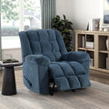 Lexicon Chenille Rocker Reclining Chair for Adults Rocker Pull Handle Recliner Nursery Chair for Living Room/Bedroom High Back Pillow Top Arms High Density Foam Cushions Blue