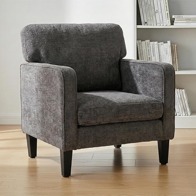 Simple Deluxe Modern Accent Chair Stylish Armchair for Adults with Backrest Cozy Lounge Seat Perfect for Living Room Bedroom Reading Nook Waiting &amp Reception Area Grey
