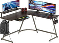 SHW 51 x 51 Inches Vista L-Shaped Desk with Monitor Stand and Drawer Espresso