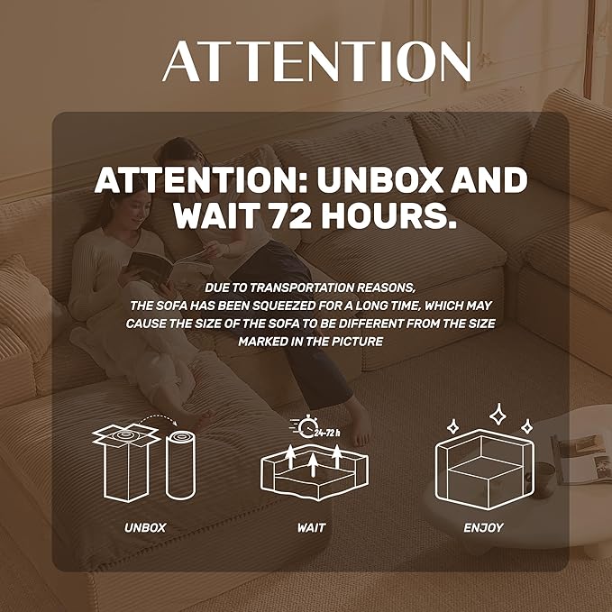 137.8” Sectional Couches for Living Room Set of Cloud Couch Modular Sectional Sofa Convertible Sofas Bed Deep Seat Sofa Sleeper Sofa Full Size Corduroy Camel