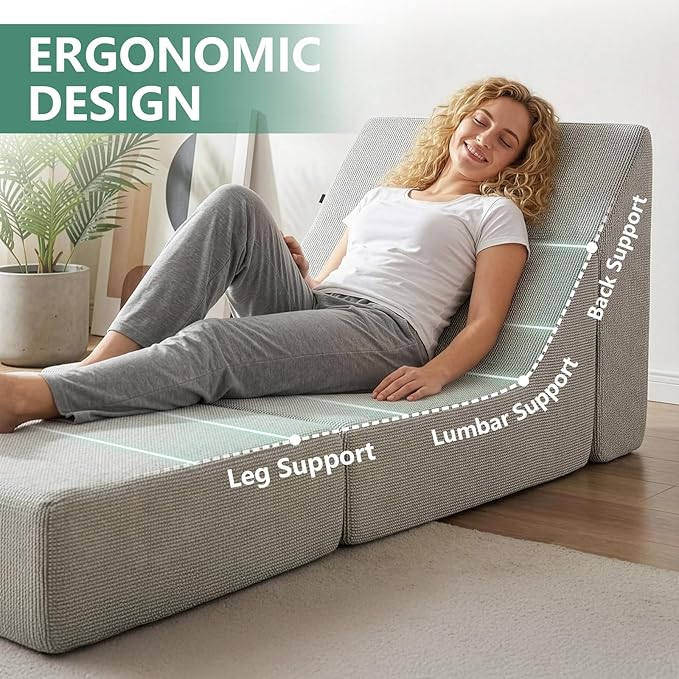 GLCS Folding Sofa BedConvertible Sleeper ChairModern Floor Futon Sofa Couch for Living Room/Dorm/Guest Use/Home Office/Apartment