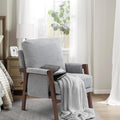 Grey Accent Chair for Bedroom &amp Living Room Mid Century Modern Accent Arm Chair Upholstered Anthropologie Accent Chair with Solid Wood Frame Fabric