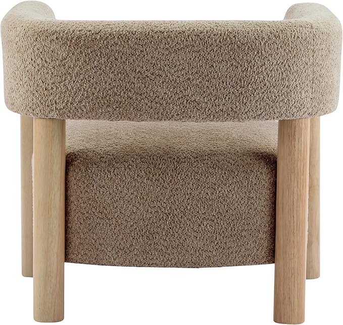Christopher Knight Home Carly Low Profile Accent Chair Round Backrest Side Chair Living Room Armchair with Boucle Fabric CushionComfy Reading Chair for BedroomWooden Single Lounge SofaLight Camel