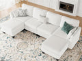 Modular Sectional Sofa Comfy Cloud Couch Sectionals Convertible Modular Couch with High Density Memory Foam 6 Seat U Shaped Sectional Couches for Living Room Washable Cover White | Comfortable C