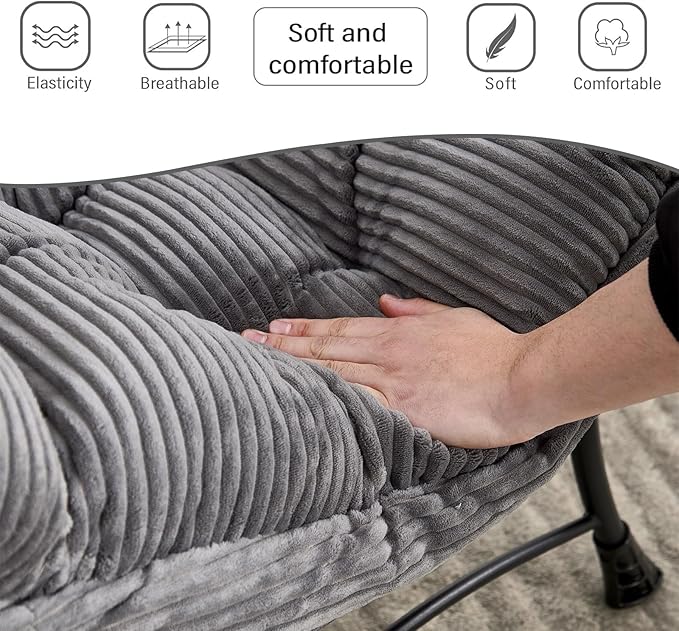 Corduroy Lazy Chair Set of 2 with Ottoman Ergonomic Comfy Reading Chair for Living Room Bedroom &amp Office in Small Spaces