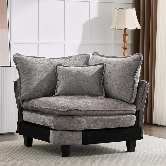 IPKIG Corner Seat Module for Modular Sectional Sofa Corner Module for Customizable Sectional Sofa Couch (Light Grey Corner Seat Module)