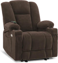 MCombo Zero Gravity Power Recliner Chair with Heat and Vibration Massage Reclining Chair with USB &amp Type C Ports Cup Holders for Living Room Fabric 8015 (Brown)