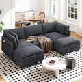 Vesgantti 109 U Shaped Cloud Sectional Sofa Comfy Corduroy Upholstered Sectional Modular Sofas for Living Room Modern Modular Couch with 2 Ottoman Deep Seat Charcoal Grey