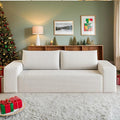 63 Small Cloud Loveseat Sofa in a Box Comfy Corduroy 2-Seater Boneless Couch Modern Deep Seat Sofa for Small Spaces Living Room &amp Apartment No Assembly Required (White 63 inch) | Memory Foam