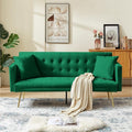 Anwick Modern Velvet Futon Sofa Bed: 72 Satin Convertible 2 Pillows Tufted Back Golden Metal Legs Folding Sleeper Loveseat for Small Space Home Office Living Room (Green)