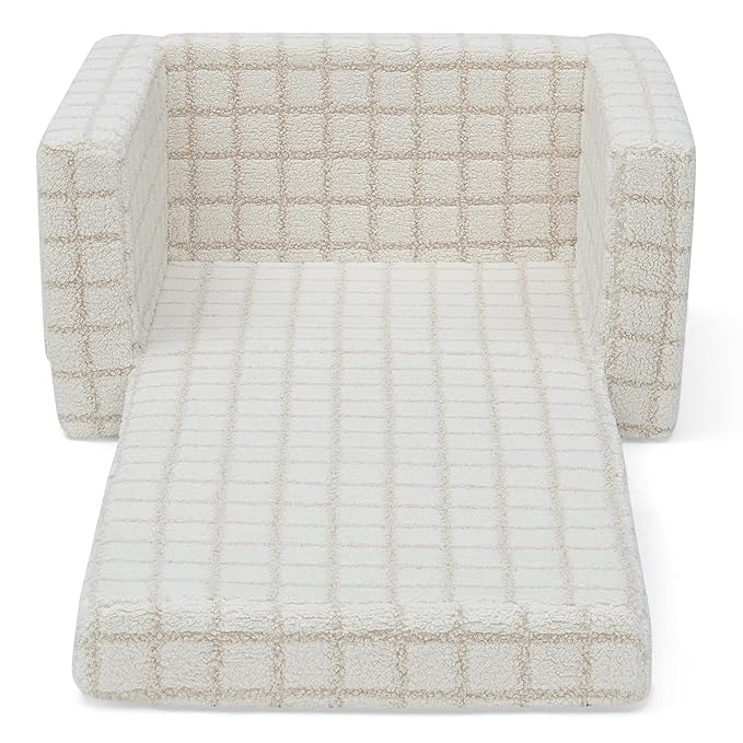 Delta Children Checkered Cozee Flip-Out Chair Cream