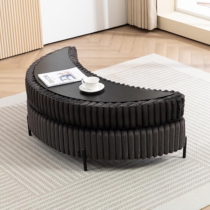Chifee &amp Vingol 59.8 W Oversized Accent Round Chair Large Barrel Chair with Ottoman &amp Movable Wheels &amp 5 Pillows Faux Fur Fabric - Charcoal