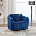 360° Swivel Barrel Chair with Curved Backrest 40 W Velvet Armchair with 3 Soft Pillows Accent Lounge Chair with Channel Tufted Design for Living Room Bedroom Studio Navy
