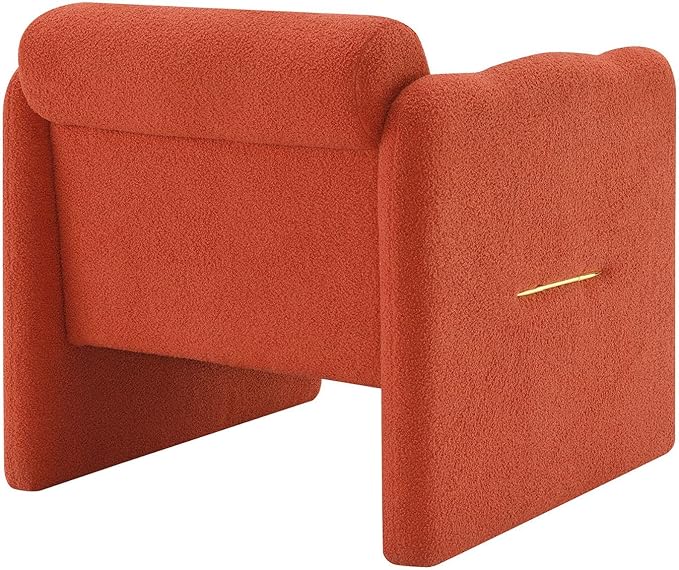 Arm Chair with Waved arms Metal Decoration on Both Side arms Accent Chair for Primary Living SpaceReading Chair Living Room Bedroom Teddy Fabric