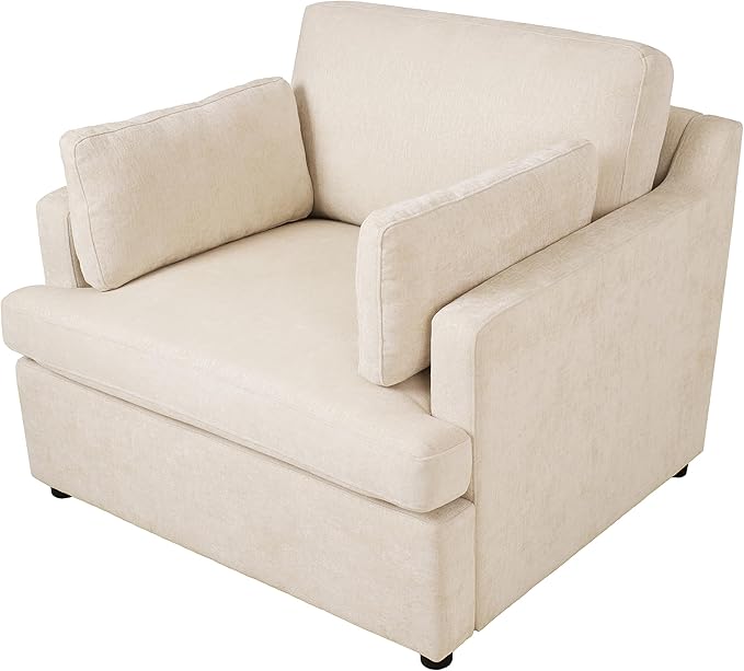 Oversized Accent Chair Modern Upholstered Chairs Single Sofa Chairs Comfortable Armrest Cushions Durable Frame Armchair Accent Chair for Living Room Versatile Neutral Style (Beige399)
