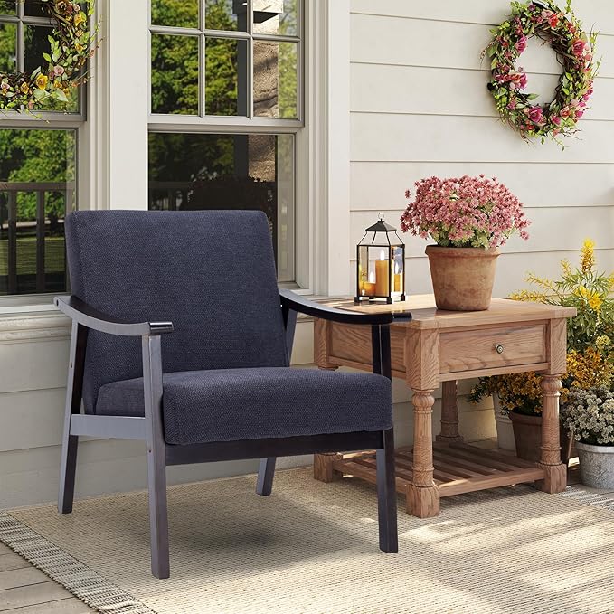 Rovibek Accent Chair for Bedroom - Midcentury Modern Accent Chair with Arms Upholstered Armchair with 5.1in Thick Foam Comfy Chairs for Living Room