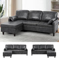 76 Sectional Sofa Couch with Reversible Chaise Suede Leather L Shaped Sofa w/USB Charger Ports &amp Storage Bag Convertible Modern Couch w/Storage Space for Living Room Small Space Grey