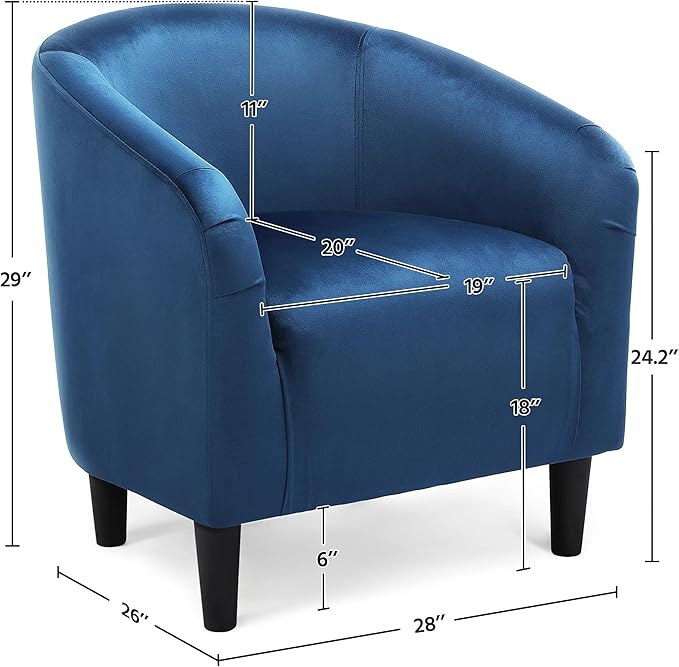 Yaheetech Accent Barrel Chair Velvet Club Chair Furry Sherpa Elegant Armchair with Cozy Soft Padded Suitable for Living Room Bedroom Reception Room Office Pagoda Blue