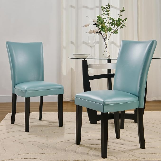 MODERION Parsons Solid Wood Dining Chairs Set of 8 with UP High Back Kitchen Chairs with Upholstered Seat Holds Up to 300 LbsAccent Chairs Easy Assembly Light Blue CY1331HL
