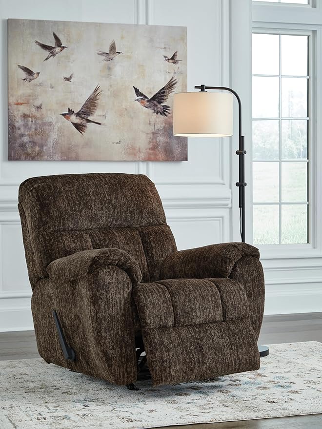 Signature Design by Ashley Rampant Casual Manual Rocker Recliner with Pillow-Top Arms Dark Brown