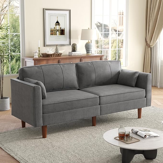 ONBRILL 71 Futon Sofa BedConvertible Sleeper Couch with Adjustable Backrest Folding Loveseat for Apartment Living Room Office Faux LeatherGrey