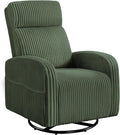 Yaheetech 360° Swivel Glider Chair for Nursery Rocking Chair Nursing Chair with Side Pockets Corduroy Glider for Living Room with High Back Dark Green
