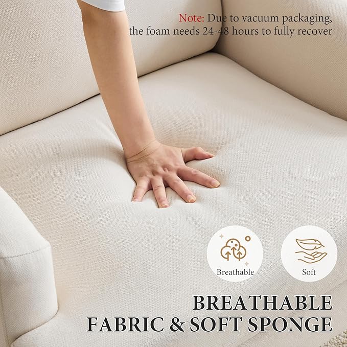 Bezseller Modern Accent Chair Comfy Upholstered Living Room Chairs Cozy Mid-Century Armchair with Wood Legs Single Sofa Chair for Living Room Bedroom Apartment Reading Spaces Beige
