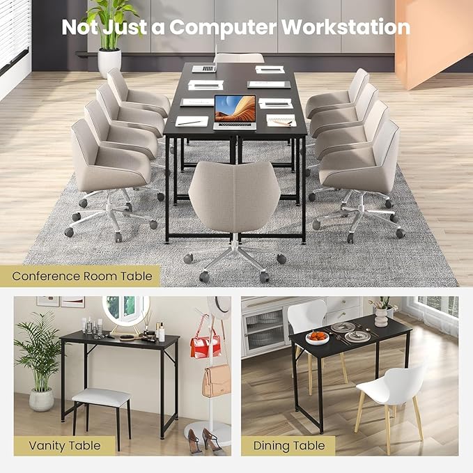 HOMGX Home Office Writing Desk Laptop PC Workstation 40-Inch Small Computer Desk w/Sturdy Metal Frame Modern Simple Laptop Desk for Home Office Bedroom Study (Black)