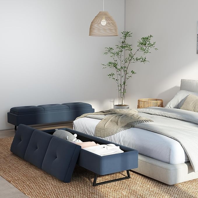Kinfant Modern Futon Sofa Bed - Couch Bed with Soft Cushions for Living Room Bedroom and Small Space (Navy Blue 6-Seater)