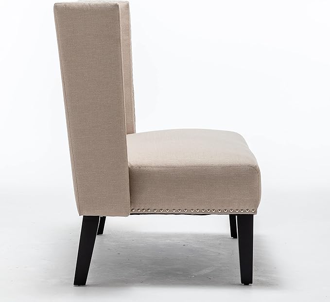 Tongli 46 Small Modern Loveseat Settee Sofa 2-Seat Sofa Couch Tufted Love Seat Dining Bench with Nail Head Trim Back Banquette Sofas for Living Room Small Space Entryway Hallway Khaki