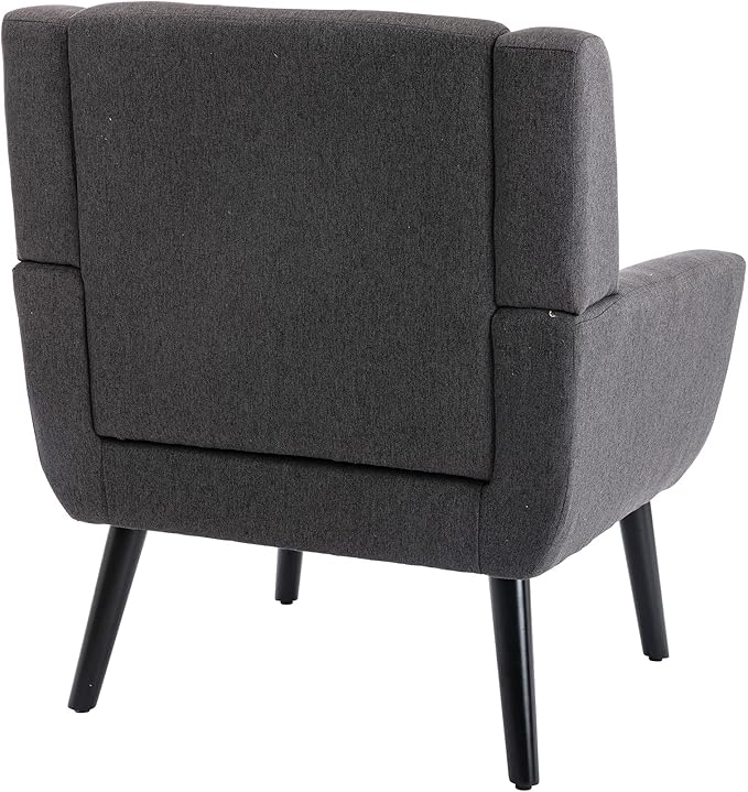 Modern Accent Chair Oversized Accent Chair Corner Chair Mid Century Modern Chair Comfy Reading Chair Upholstered Armchair Modern Chairs for Living Room (Dark Gray Linen)