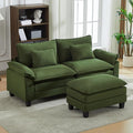 URRED Modular Cloud Couch Sectional Sofa 87 L Shaped Deep Seat Sofa with Ottoman &amp Pillows Ultra Comfy Corduroy Loveseat Sofa for Living Room Apartment or Bedroom Green | Corduroy Fabric