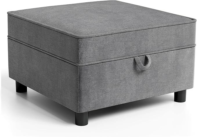 GAOMON Chenille Storage Ottoman Module for Modular Sectional Sofa Square Ottoman Module for Sectional Sleeper Sofa Gray