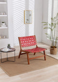 Solid Wood Frame Chair with White Faux Wool. Modern Accent Chair Lounge Chair for Living Room