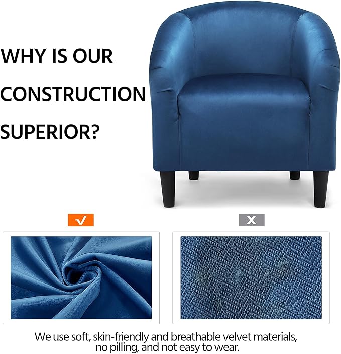 Yaheetech Accent Barrel Chair Velvet Club Chair Furry Sherpa Elegant Armchair with Cozy Soft Padded Suitable for Living Room Bedroom Reception Room Office Pagoda Blue
