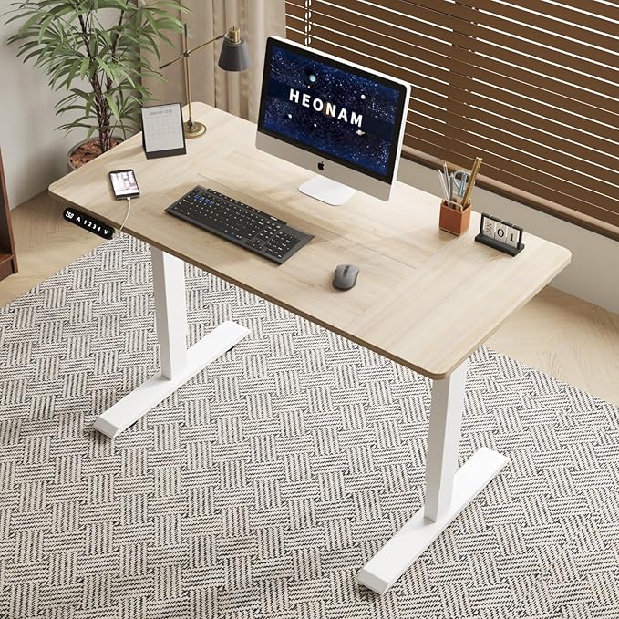 48 Inch Electric Standing Desk with USB Charging Port Height Adjustable Sit Stand Desk with Memory Presets Spacious Desktop and Sturdy Metal Frame for Home Office