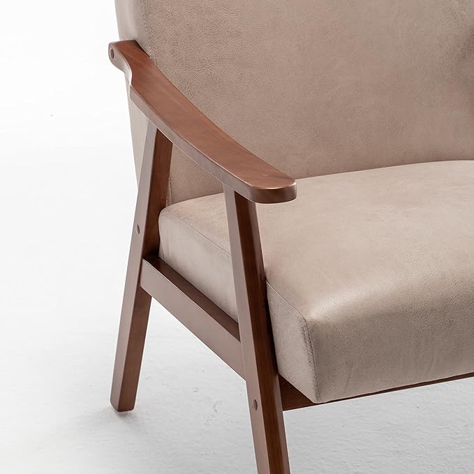 Velvet Upholstered Living Room Chair with Extra-Thick BackrestAccent Seat w/Solid Wood FrameMid-Century Modern Wingback Armchairfor BedroomReadingLounge