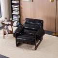 GDFStudio Aogex Oil Waxed Leather Lounge Sofa Accent Chair Leather Club Chair Armchair with Removable Pillow Comfort Chaise Lounge Single Reading Sofa for Living Room Bedroom Home Black