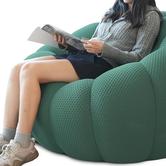 WJShome Modern Bubble Sofa Couch 98.43 Curved Sofas for Living Room Boneless Large Bean Bag ChairDeep Seat 3 Seater Floor Sofas Chair Lounge for HomeGreen