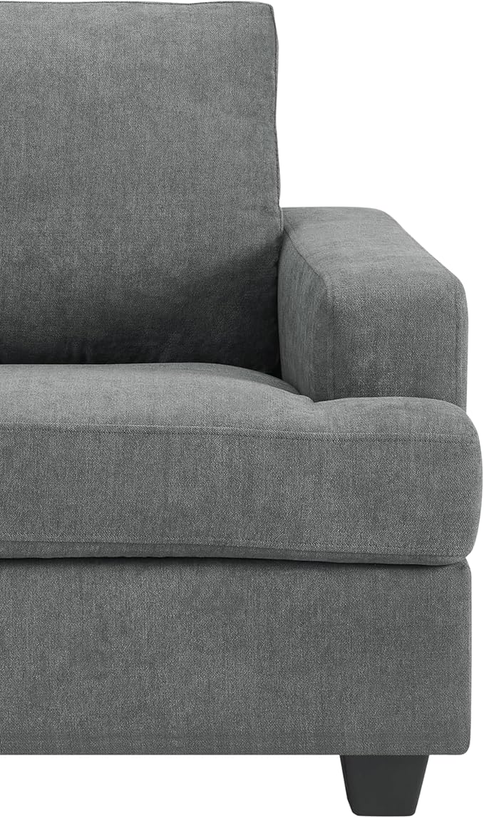 AC Pacific Thomas Armchair Comfortable Sofa Chair with Fabric Upholstery Plush Cushions Sturdy Wooden Frame Contemporary Living Room Furniture for Home or Apartment Grey